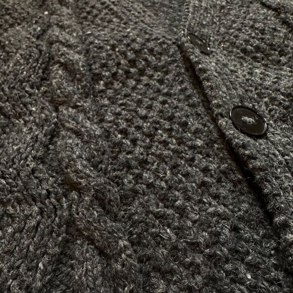 XL Grey Yarn Points Crafts 100% wool cardigan - Picture 3 of 7